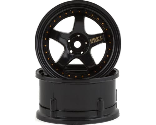 Drift Element 5 Spoke Drift Wheels (Triple Black w/Gold Rivets) photo