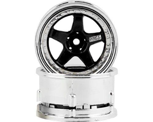 Drift Element 5 Spoke Drift Wheels (Black & Chrome) (2) photo