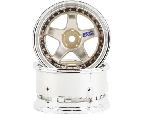 Drift Element 5 Spoke Drift Wheels (Gold & Chrome w/Gold Rivets) photo