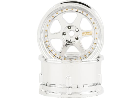 Drift Element 6 Spoke Drift Wheels (Triple Chrome w/Gold Rivets) photo