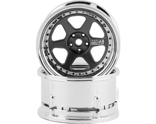 Drift Element 6 Spoke Drift Wheels (Gunmetal w/Black Rivets) (2) photo