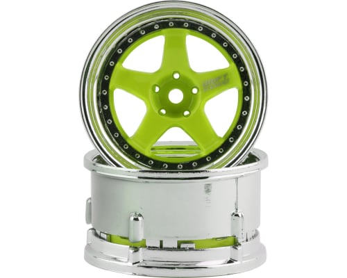 Drift Element 5 Spoke Drift Wheel (Green Face/Chrome Lip/Chrome photo