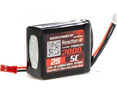 discontinued Reaction2 7.4V 2000mAh 2S 5C LiPo RX Pack: 1/8 photo