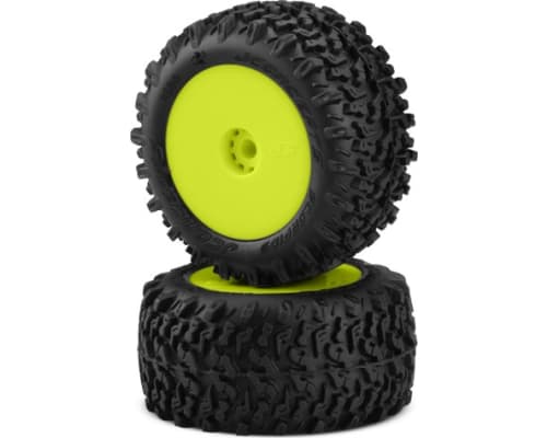 Scorpios Green Compound Pre-Mounted Yellow Wheels Fits Losi photo