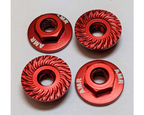 M4 Aluminum Serrated Flange Nut Red (4 Pieces) photo