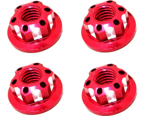 Red Aluminum M4 Serrated Wheel Nuts photo