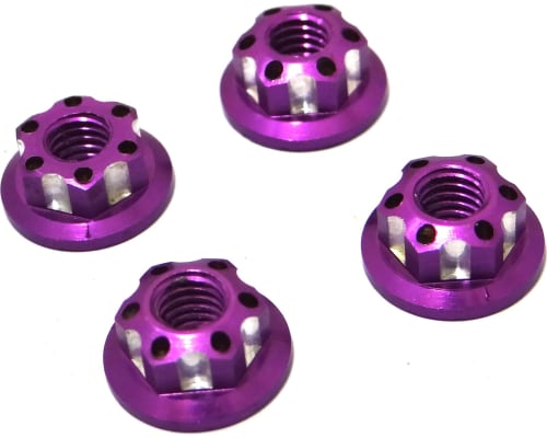 Purple Aluminum M4 Serrated Wheel Nuts photo