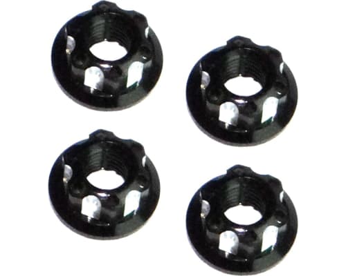 Black Aluminum M5 Serrated Flange Wheels Nuts (4) photo