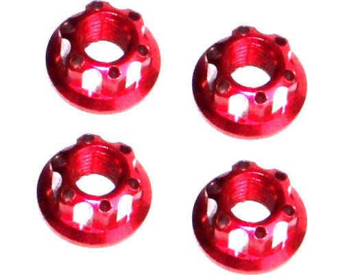 Red Aluminum M5 Serrated Flange Wheel Nuts photo