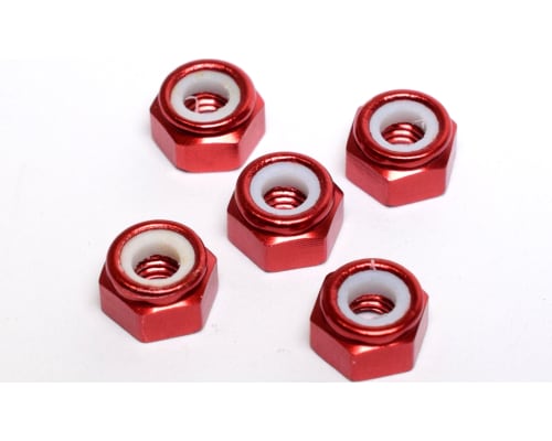 M4 Aluminum Locknuts with Nylon Inserts (5)(Red) photo