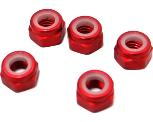 M5 Aluminum Locknuts with Nylon Inserts (5)(Red) photo