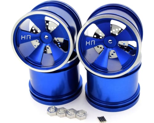 Blue Aluminum 5 Spoke Wheels (4) - Losi Mini LST photo