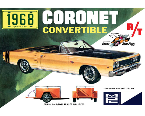 1968 D0DGE Coronet Convertible w/Trailer 1/25 Plastic Model Kit photo