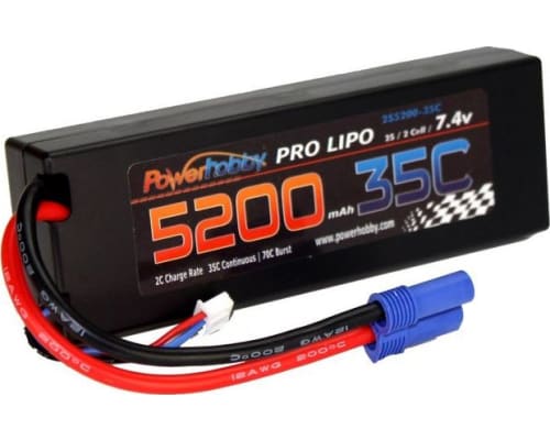 5200mAh 7.4V 2S 35C LiPo Battery with Hardwired EC5 Connector photo