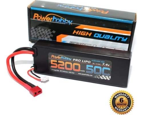 5200mah 7.4v 2s 50c LiPo Battery with Hardwired T-Plug Connector photo