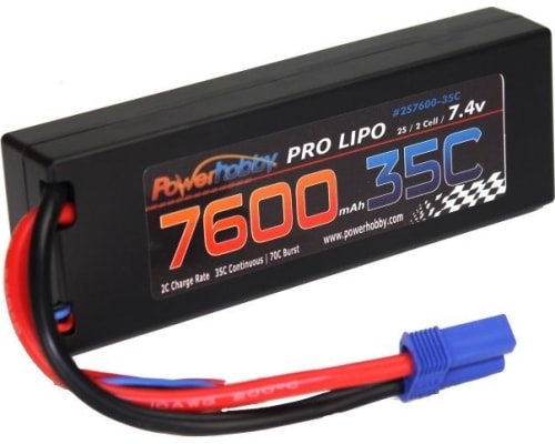 7600mah 7.4v 2s 35c LiPo Battery with Hardwired Ec5 Connector photo