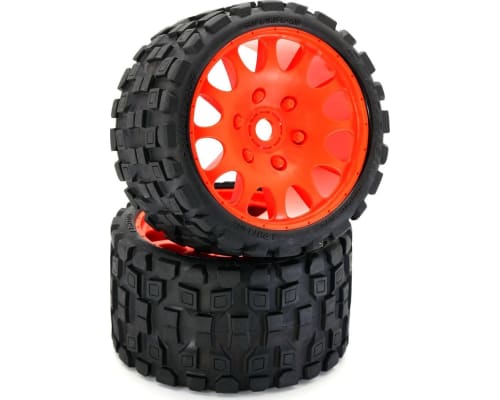 Scorpion Belted Monster Truck Tires / Wheels w 17mm Hex (2) Orng photo