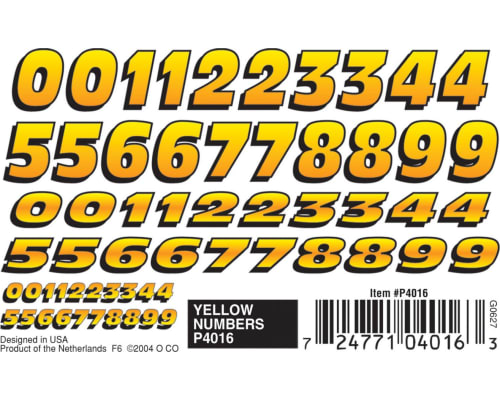 Dry Transfer Yellow Numbers photo