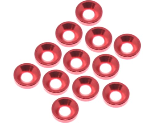 3mm Countersunk Washer (Aluminum)(Red)(12 pieces) photo