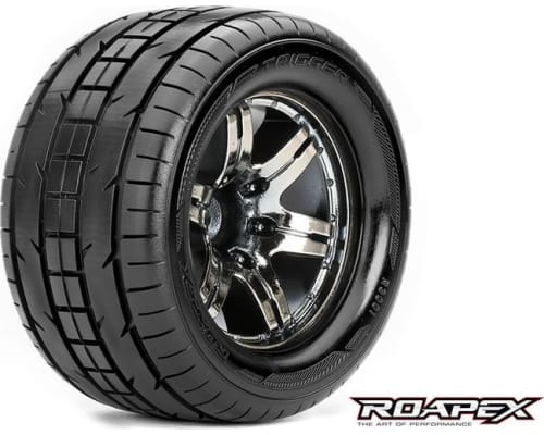 Trigger 1/10 Monster Truck Tire Chrome Black Wheel with 0 Offset photo