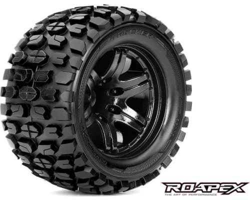 Tracker 1/10 Monster Truck Tire Black Wheel with 1/2 Offset 12mm photo