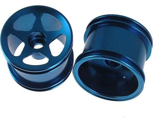 Losi Mini-T 1.0 Aluminum Blue Front 5 Star Spoke Wheels (2) photo