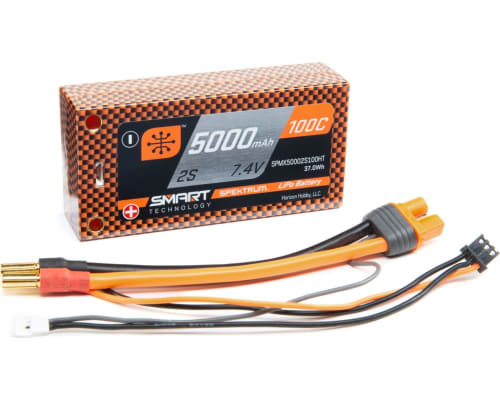 discontinued 5000mAh 2S 7.4V 100C Smart LiPo Short 5mm Tubes photo