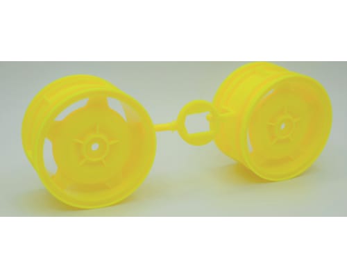 Rear Buggy Wheels: Tt-02b Fluorescent Yellow (2 Pieces) photo