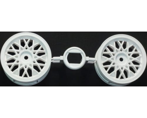 White 24 spoke BBS style 12mm hex mount touring car wheels photo