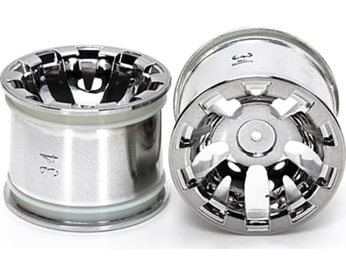 T3-01 Wheels for Rear Wide Pin Spike Tires Chrome Plated 2 Piece photo