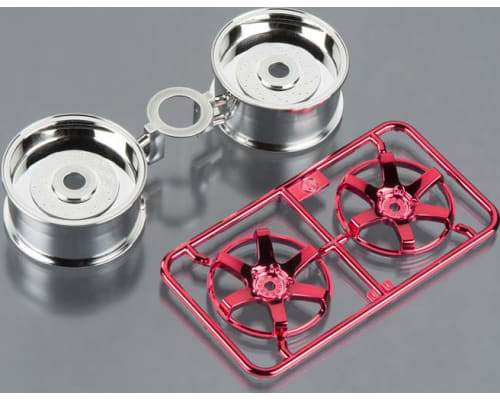 Red Plated 2pc 6-Spoke Wheels 26mm Offset +2 photo