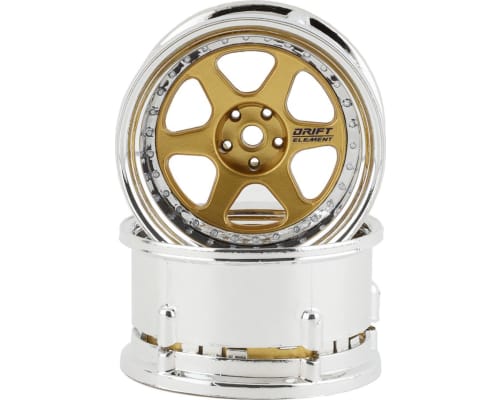 Drift Element 6 Spoke Drift Wheels (Gold & Chrome w/Gold Rivets) photo