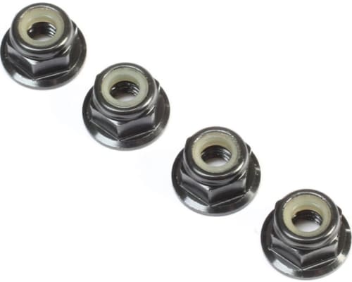 Black Aluminum Flanged Locknut M4 x 0.7mm x 7mm 4 photo