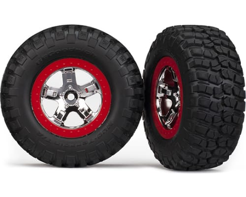 Tires/ Wheels Assembled Red Beadlock Slash VXL (2) photo