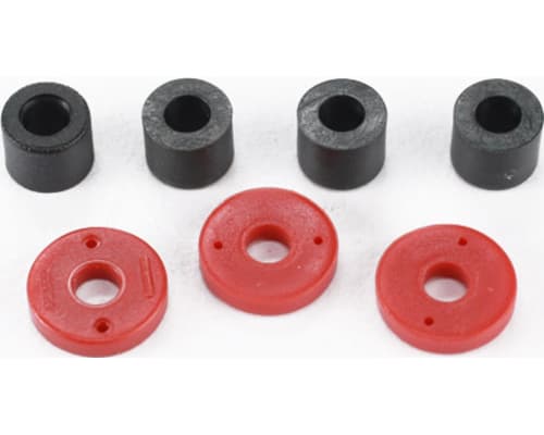 Piston, damper (2x0.5mm hole, red) (4)/ travel limiters (4) photo