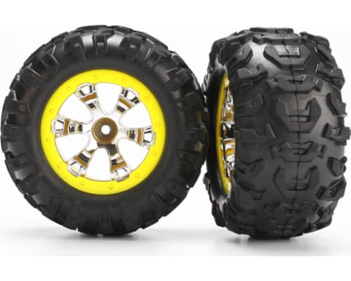 Assembled Yellow Beadlock 1/16 Summit Tires/Wheels (2) photo