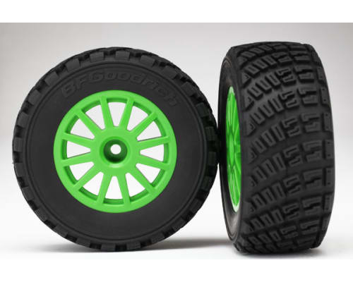 12mm Hex Wheel Green & Gravel Pattern Tires (2) Premounted photo