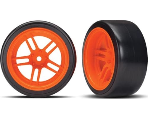 4-Tec 2.0 Rear Drift Tires On Orange Wheels 12mm Hex Drive photo