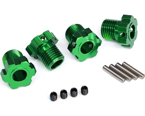 Wheel hubs, splined, 17mm (green-anodized) (4)/ 4x5 GS (4), 3x14 photo