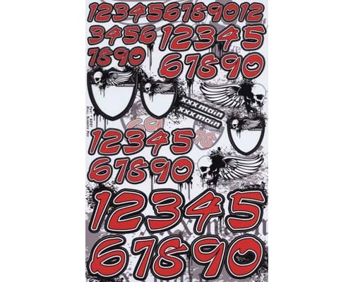 Skull Number Decals Red photo