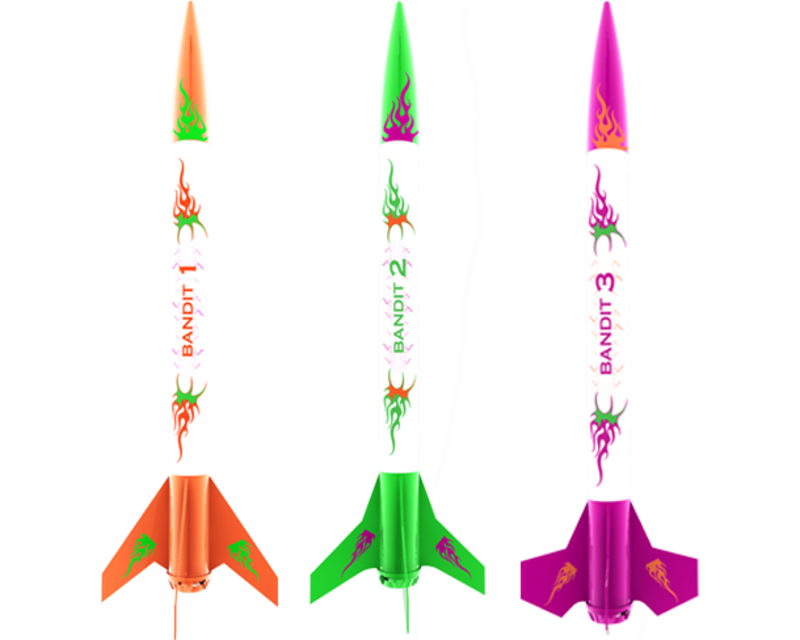 3 Bandits Flying Model Rocket kits 10.8 to 11.1 inch 1/2-A photo