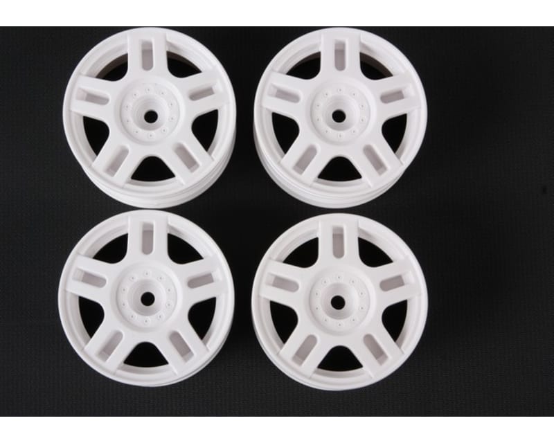 RC White Split 5-Spoke Wheels - 26mm Width/+2 Offset (4 Pieces)