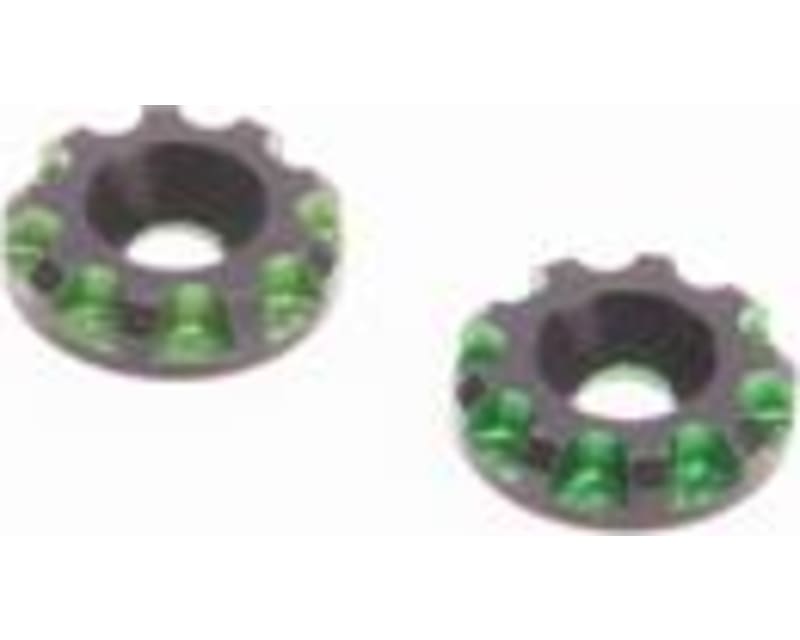 Aluminium Wing Washers 11.5mm - Black/Green (pr)