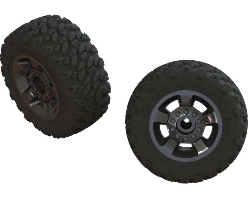 Dboots Ragnarok Mt Tire Set Glued Black Chrome Wheels 14mm (2)