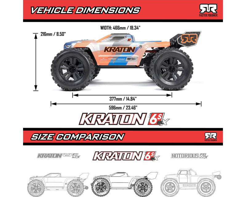1/8 Kraton 4x4 6s Blx brushless V6 Speed Truck RTR Blue/Orange