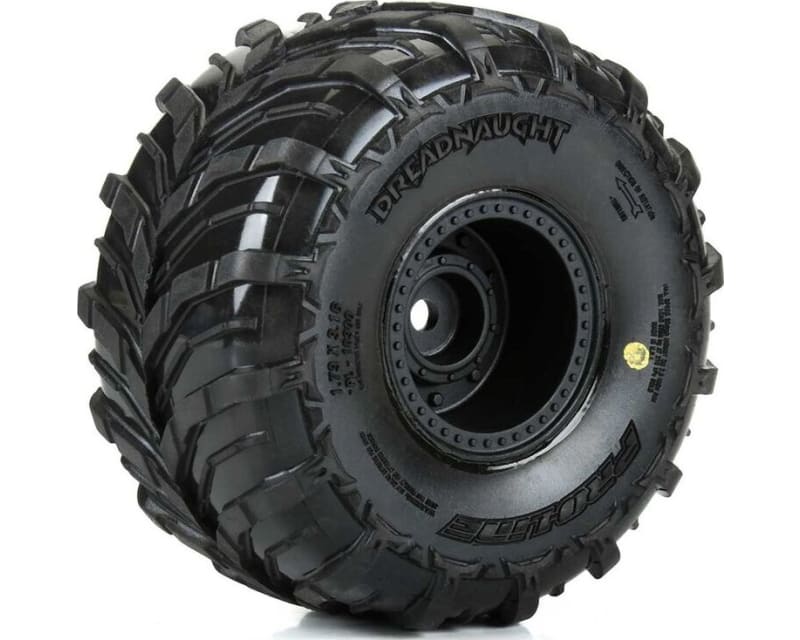 Dreadnaught Mounted Black Wheel F/R 4 for Arrma Gorgon/Quake Gro