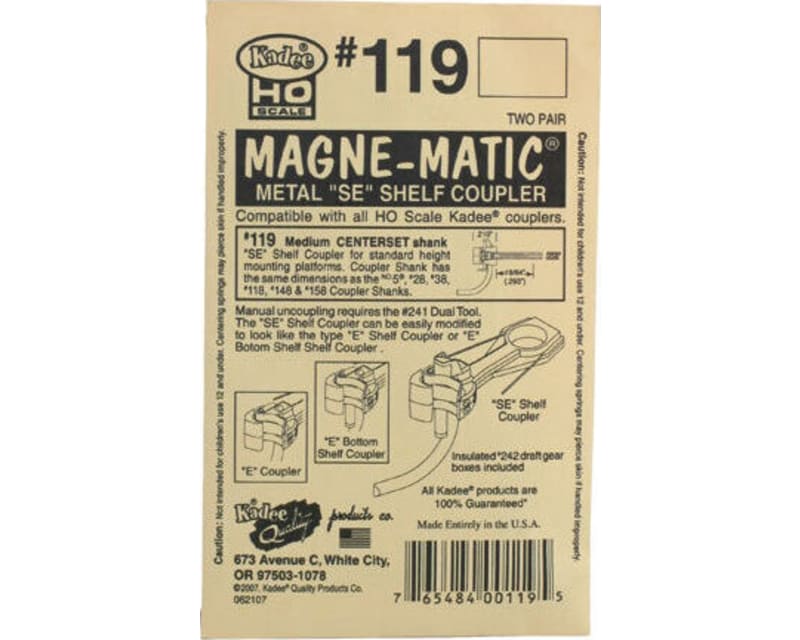 HO Whisker Shelf Coupler 19/64 Center 2pr