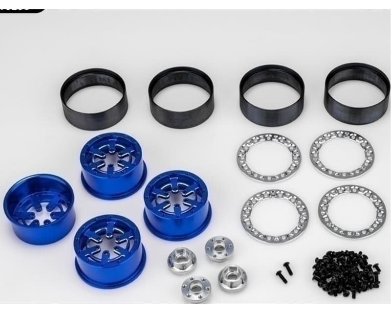 Tap to zoom Bulls Eye - 2.0 6 Slot Crawler Wheel Blue W/ Silver Chamfer And