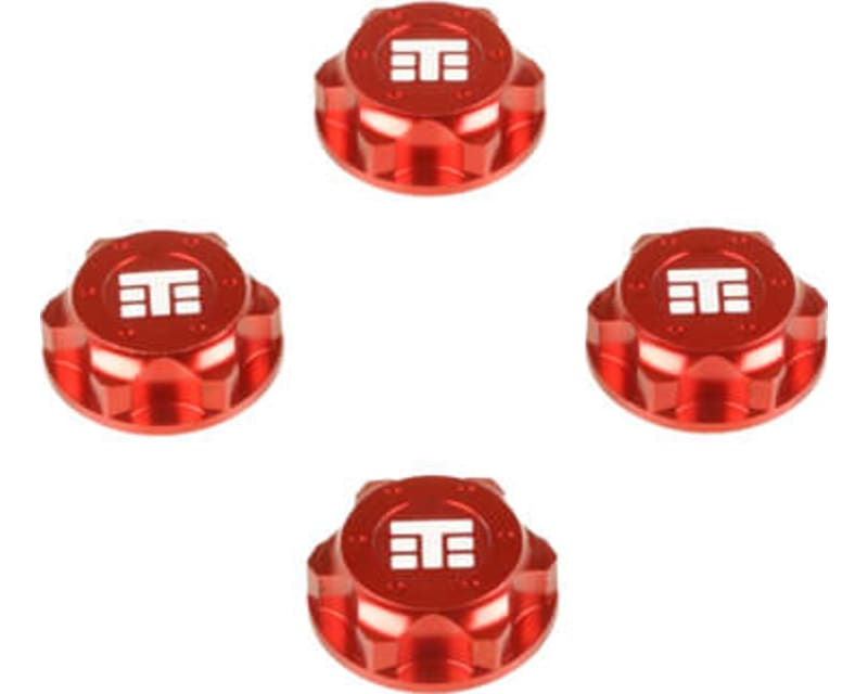 Tap to zoom Wheel Nuts (T Logo 17mm serrated red ano M12x1.0 4 pieces)