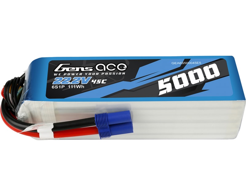 22.2V 5000 mAh 6S 45C LiPo Soft Pack EC5